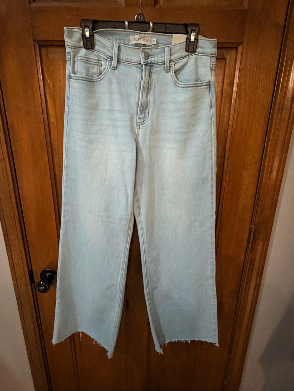 Just USA Light Blue Wide-Leg Raw Hem Jeans